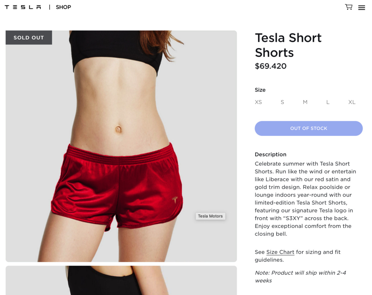 Limited Edition Short Shorts for $69.420 sold out immediately — Q2 ...