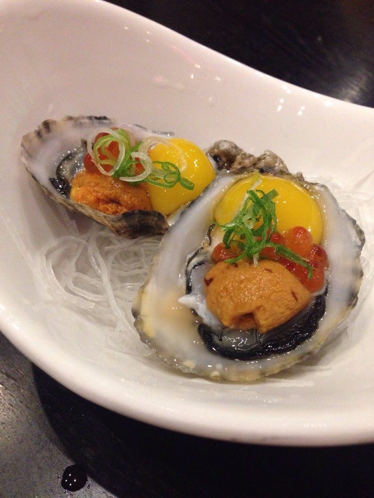 Oysters with quail egg and uni - Yelp