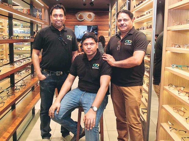 (From left) Lenskart founders Amit Chaudhary, Peyush Bansal and Sumeet Kapahi