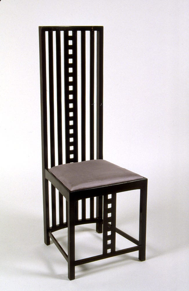 Cadeira “Mackintosh”, de Charles Rennie Mackintosh, 1904.