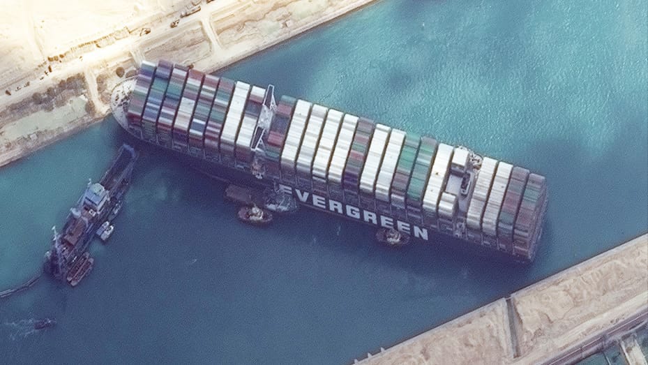 Satellite images of ship Ever Given in Suez Canal shows work underway