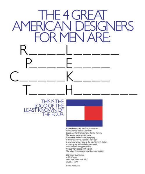 The 4 Great American Designers” by George Lois for Tommy Hilfiger | When  Advertising is Art