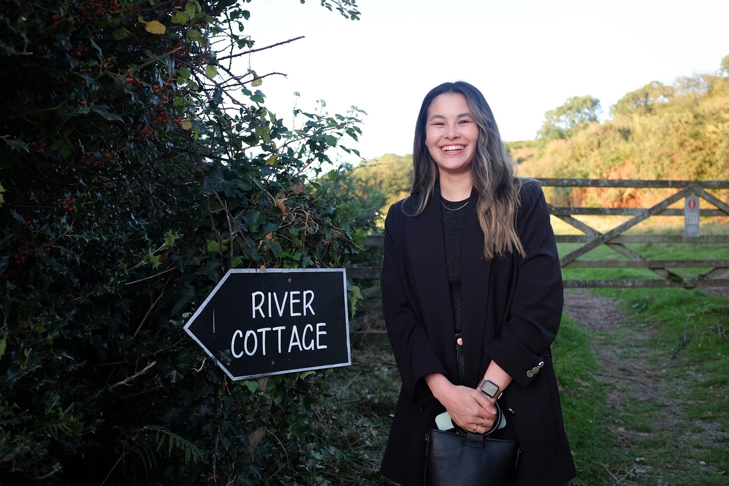 Me, standing with the River Cottage sign