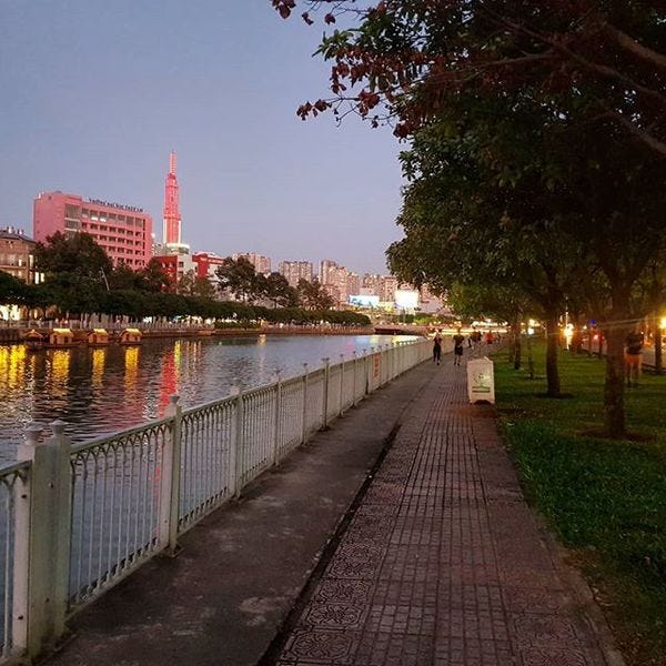 A suitably socially distant walk in HCMC.