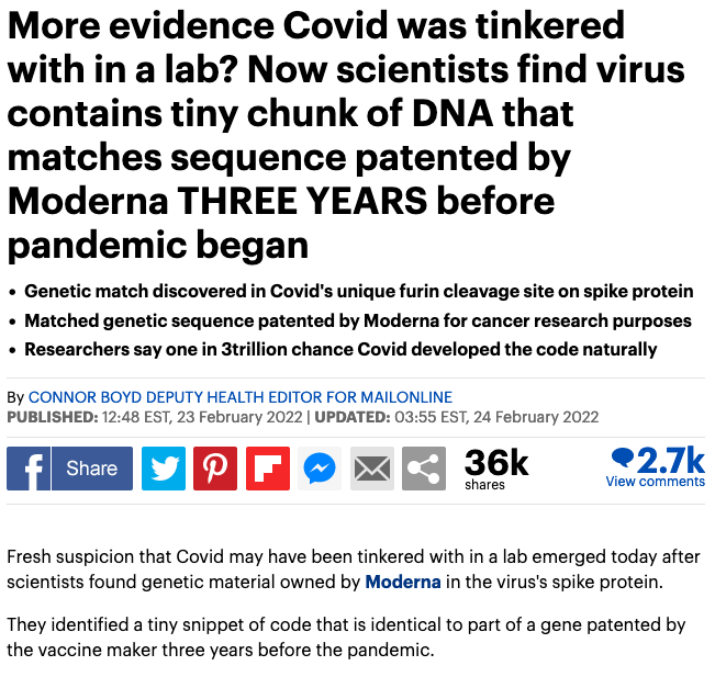 Cuplikan dari artikel Daily Mail tentang vaksin Moderna