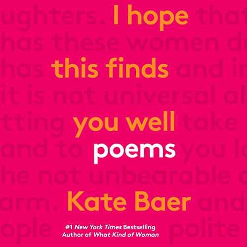 The audiobook cover of I Hope This Finds You Well. The title is in orange text on a pink background.
