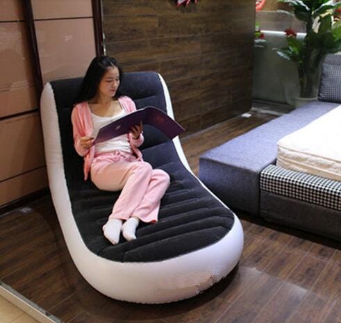 Deluxe single flocking inflatable lazy sofa, backrest reclining chair.