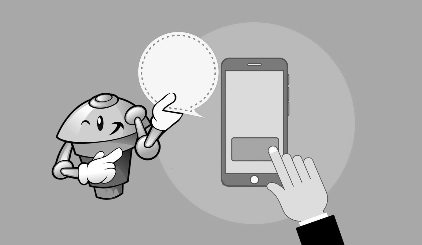 Image of talking robot next to a mobile phone