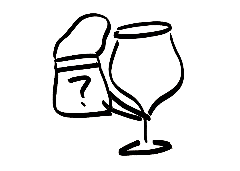 An anthropomorphic wine glass holding a wine and spirit tote bag