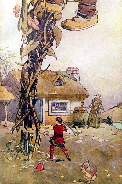 An illustration for the story Jack and the Beanstalk by the author 