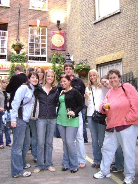 Annette with students in London