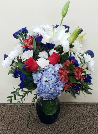 Beautiful Red White and Blue Vase Arrangement in Elkton, MD - FAIR HILL  FLORIST