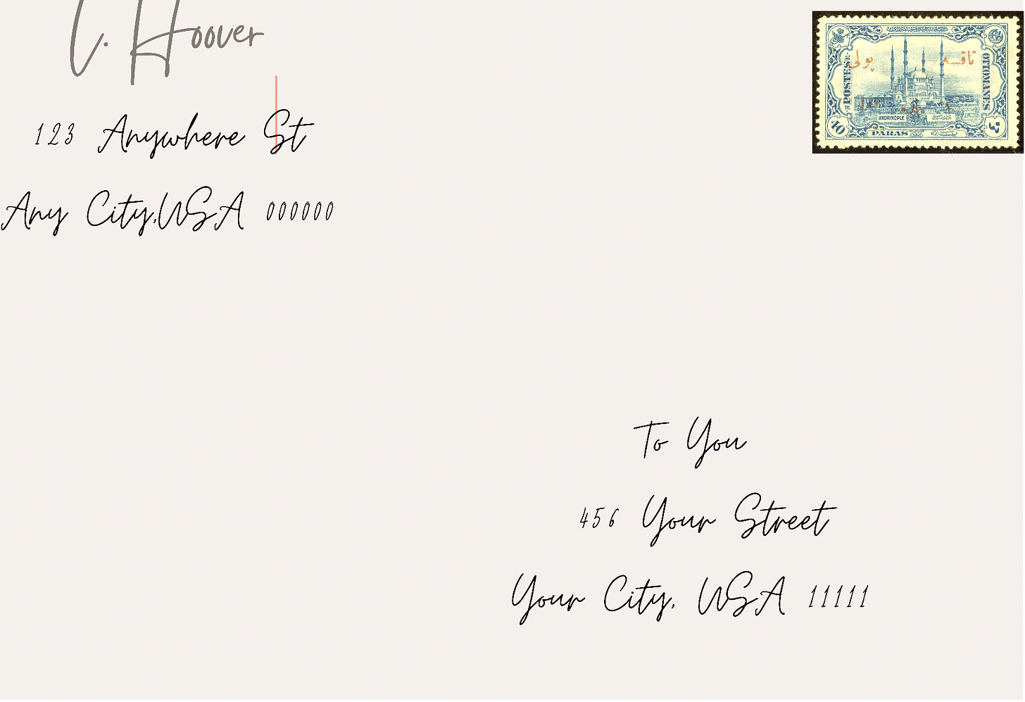 letter with postage stamp
