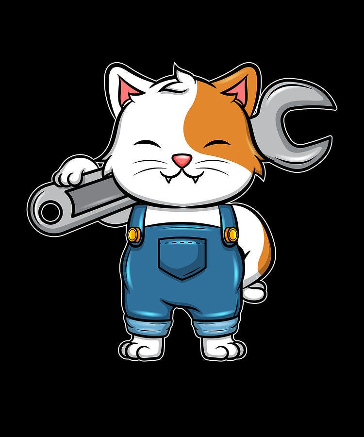 Mechanical Engineer Mechanic Cat With A Wrench For Mechanics Digital Art by  Tom Schiesswald | Pixels