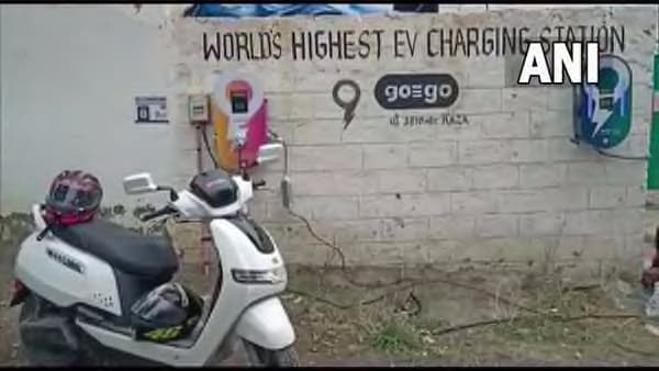 This is the world's highest electric vehicle charging station at 500 ft in Kaza. (ANI)