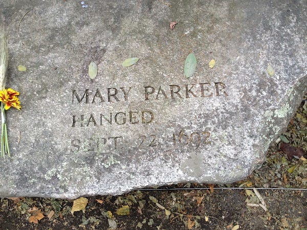 Mary Parker, Memorial Marker, Salem Witch Trials Memorial, Salem Mass