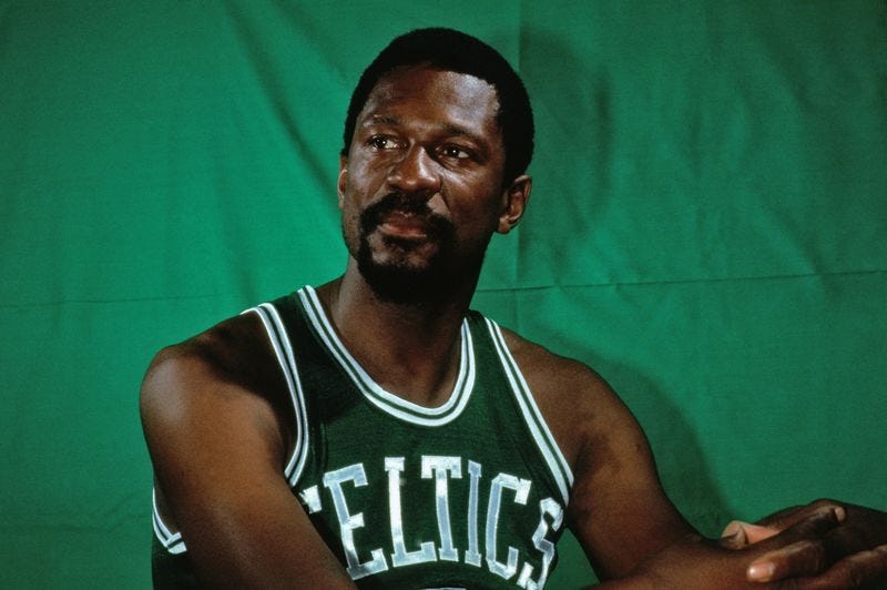 National Basketball Association champion Bill Russell of the Boston Celtics&nbsp;in 1969 at the Boston Garden in Boston.