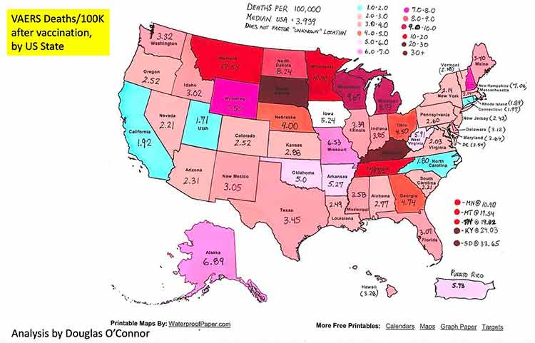 muertes de vaers 100k después de la vacunación