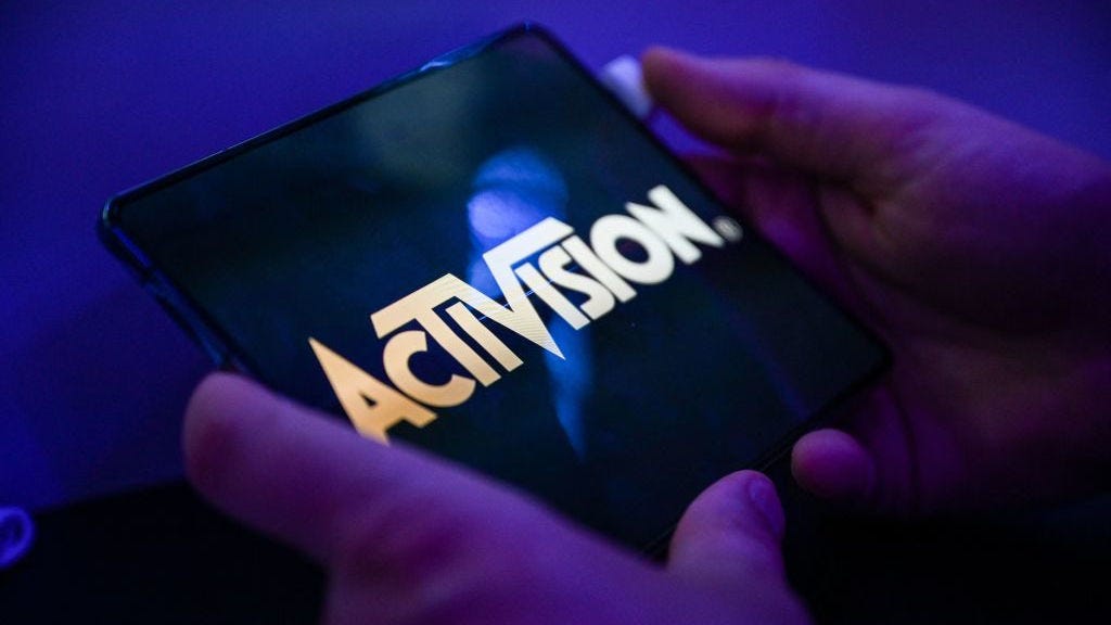 The Activision logo on a phone