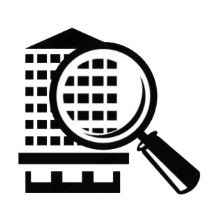 Real estate magnifying glass and building buildings decals, decal sticker  #10913