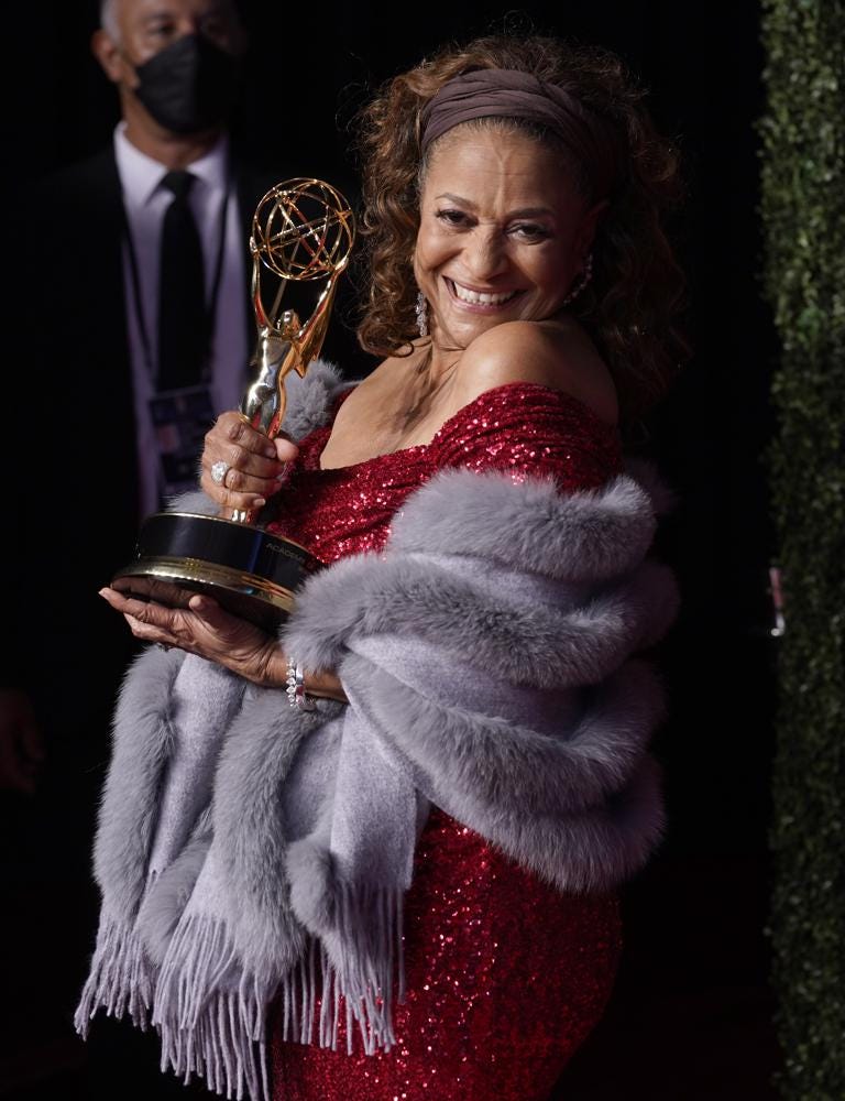 Debbie Allen, winner of the governors award, poses at the 73rd Primetime Emmy Awards on Sunday, Sept. 19, 2021, at L.A. Live in Los Angeles. (AP Photo/Chris Pizzello)