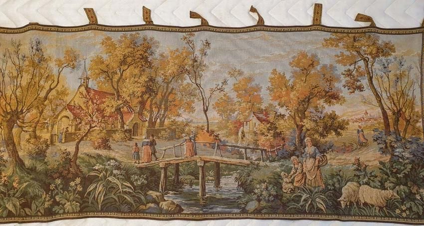 French Wall Hanging Tapestry Old Europe |Village