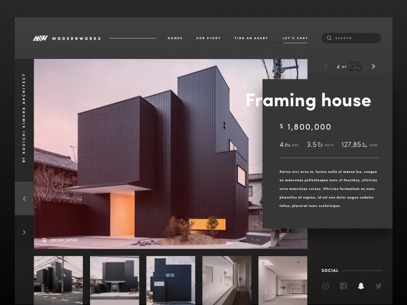 Modern Real Estate Site estate real sleek web design ux ui modern website