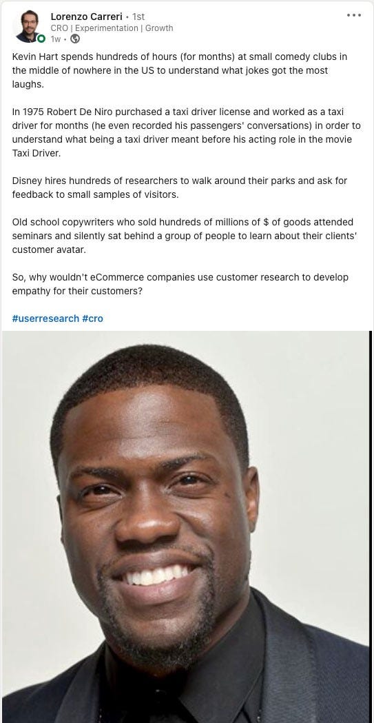 LinkedIn Post featuring Kevin Hart