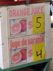orange juice price
