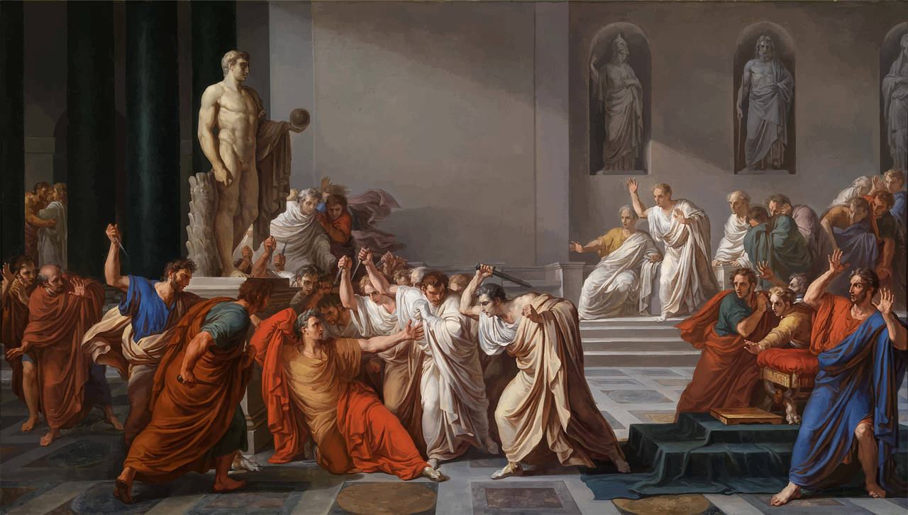 Painting of the assasination of Julius Caesar