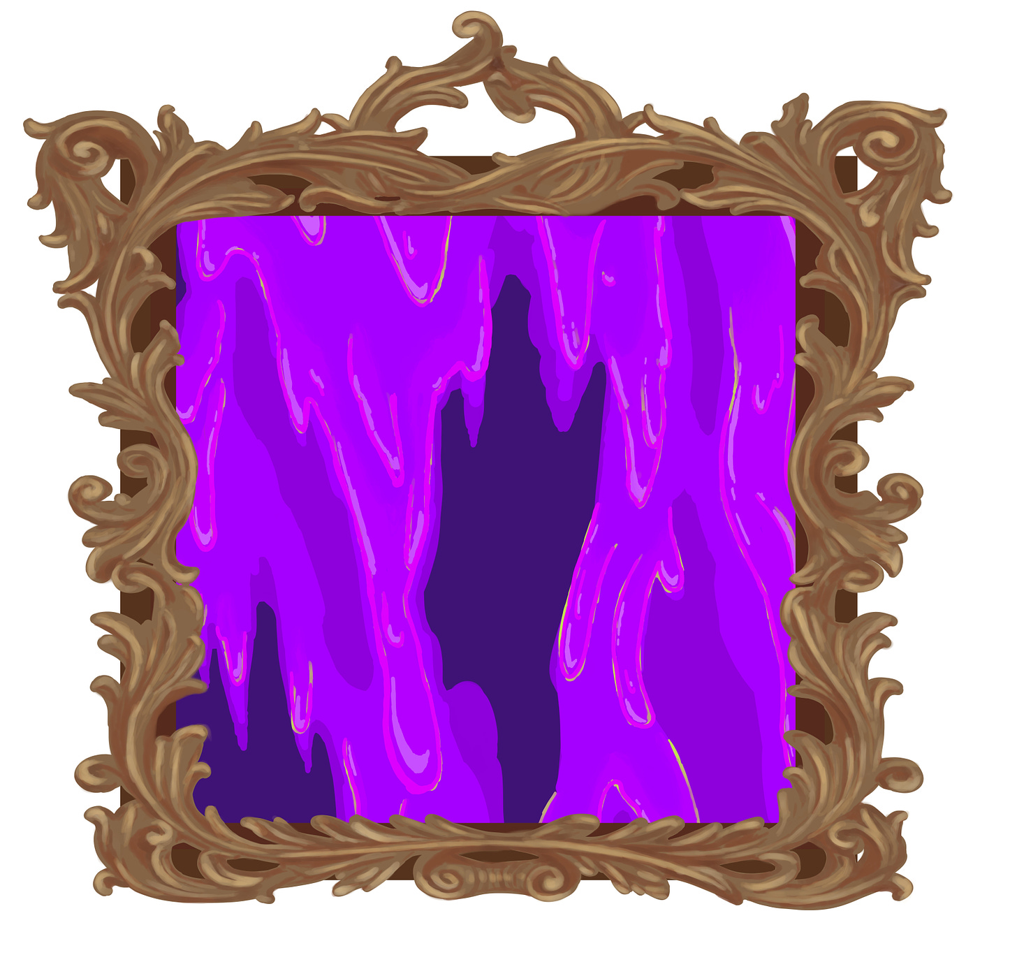 A frame with a gooey purple substance in the middle