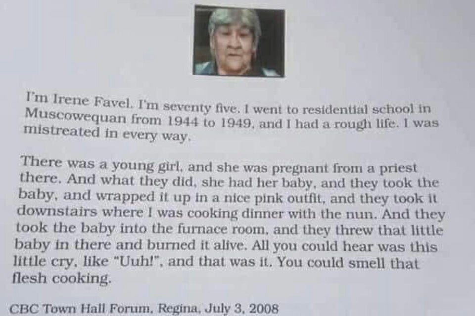 r/awfuleverything - Residential School Survivor share story of the nuns burning a baby alive.