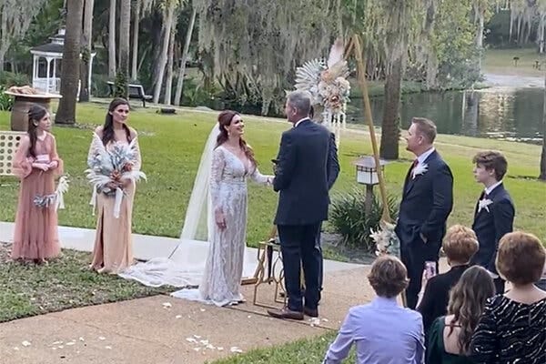 The Feb. 19 wedding of Andrew and Danya Svoboda, in a photograph taken by a guest, Miranda Cady, who said Thursday she was still waiting for an apology after becoming ill from cannabis served in food at the reception. 