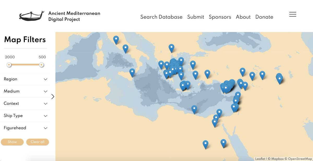 Interactive map and launch screenshot from the interface of Ancient Mediterranean Digital Project. 