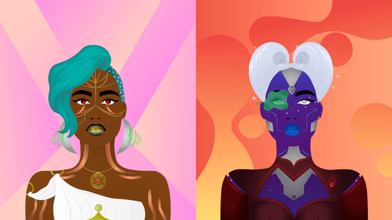 A pair of World of Women Galaxy NFTs. Image: World of Women