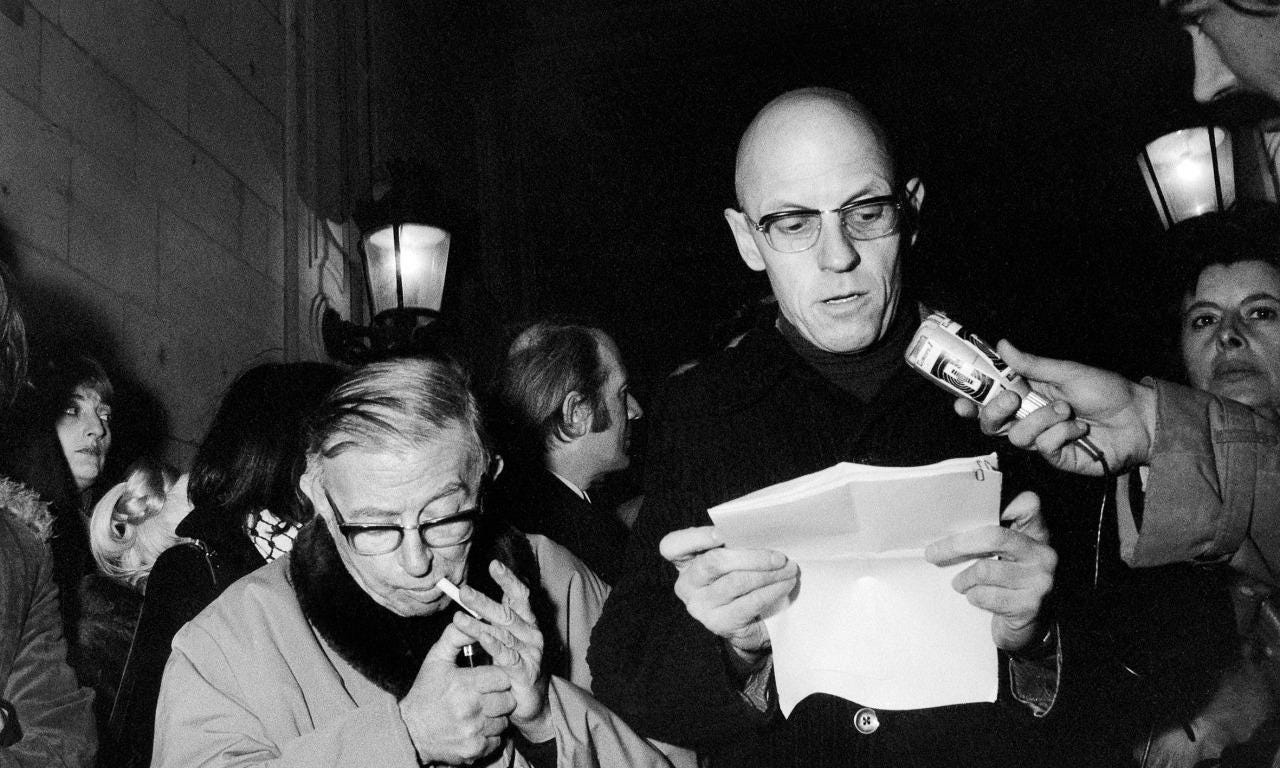 Michel Foucault and Jean-Paul Sartre - Paris, 1968. [1280x768] :  r/HistoryPorn