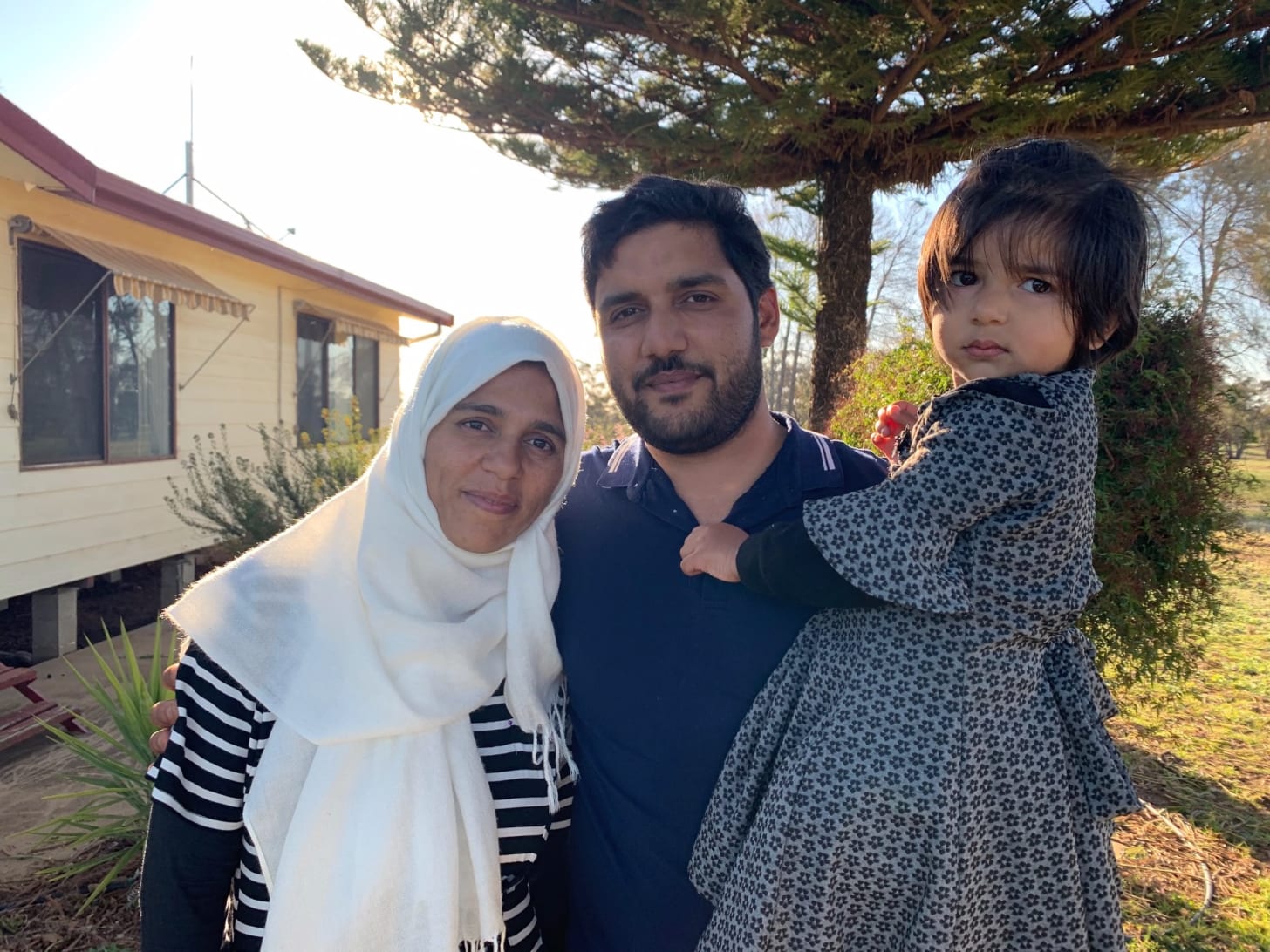 Ali Hussein, wife Ayesha and their daughter Durre are living in Leeton, NSW, after moving from Perth.