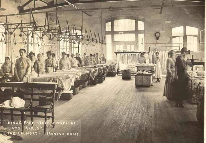 File photo, probably from around 1900-1910, of women in the laundry
