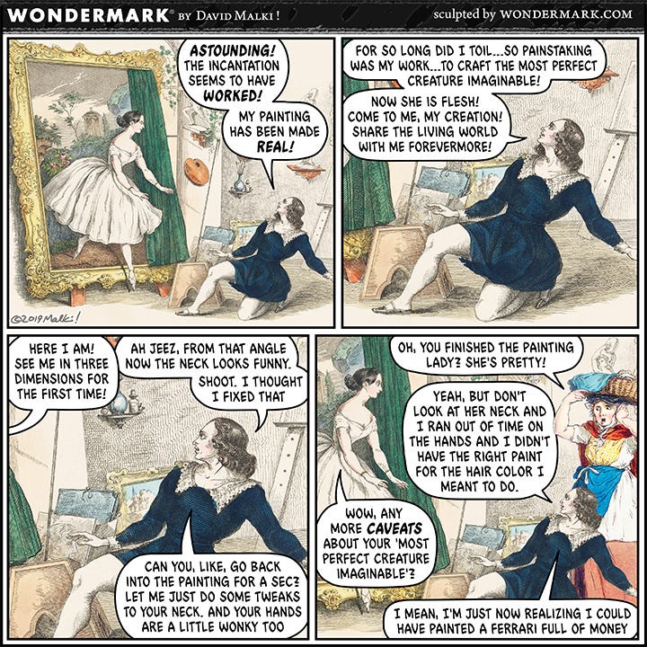 Wondermark comic about the Pygmalion legend