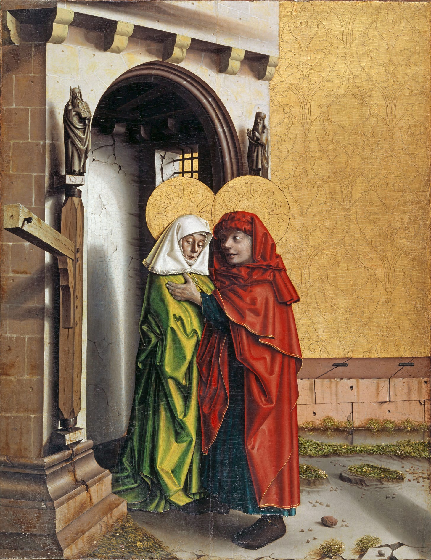 Joachim and Anne at the Golden Gate (1437-40) by Konrad Witz (German, ca. 1410-1446)