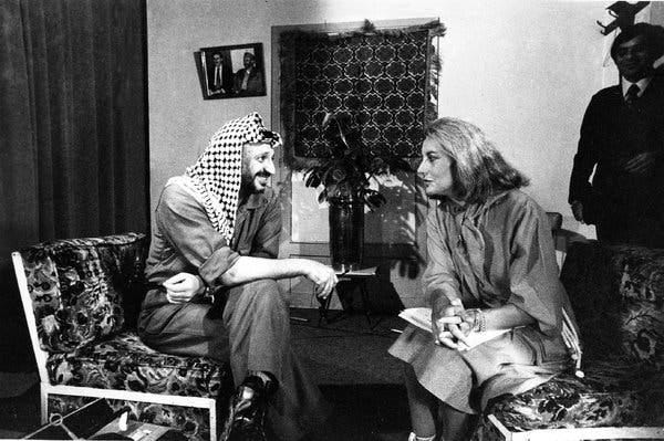 An interview with Yasir Arafat, chairman of the Palestine Liberation Organization, in 1977.