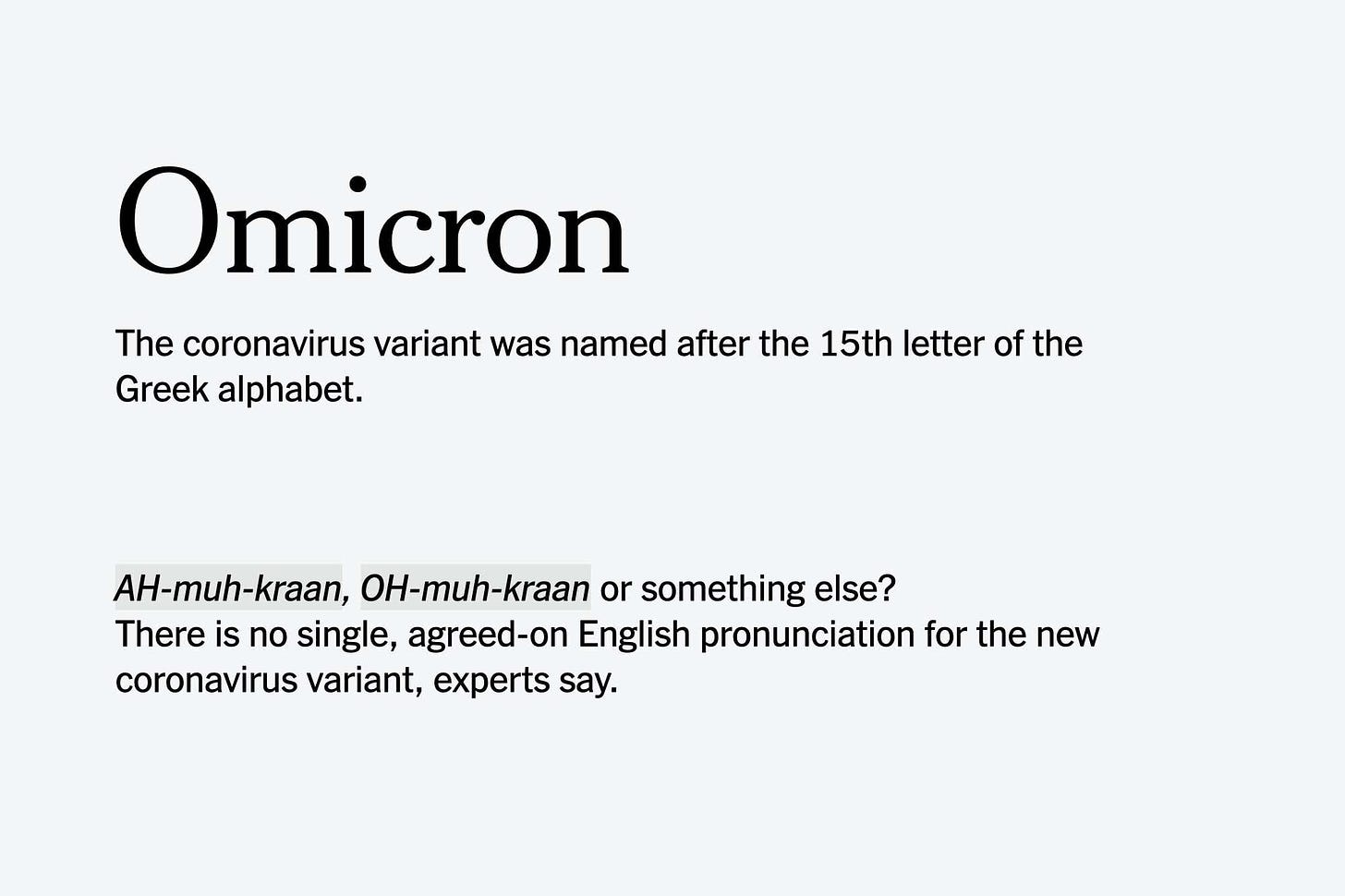 How do you say &#39;Omicron&#39;? - The New York Times