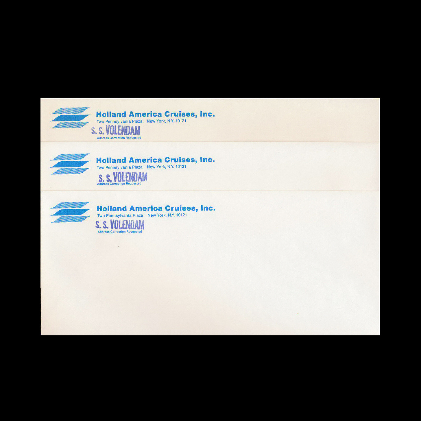 Envelopes and logo for Holland America Line by Will Van Sambeek