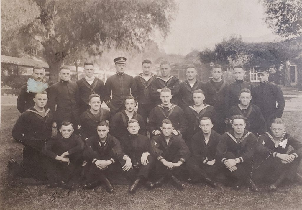 Great Lakes Naval Training Station football team at the Hotel Maryland in Pasadena 