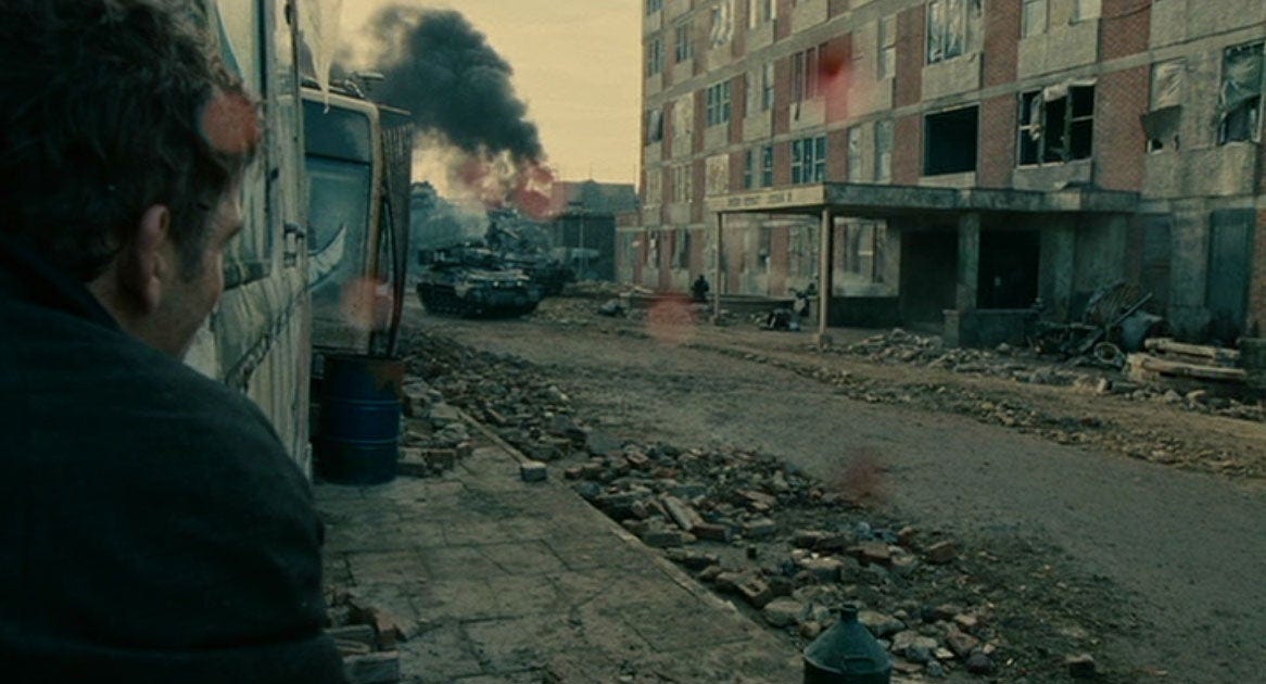In one of the minutes-long takes in Children of Men (2006), the camera got  splattered with fake blood. Director Alfonso Cuarón almost ruined days of  work by shouting "cut!", but it got