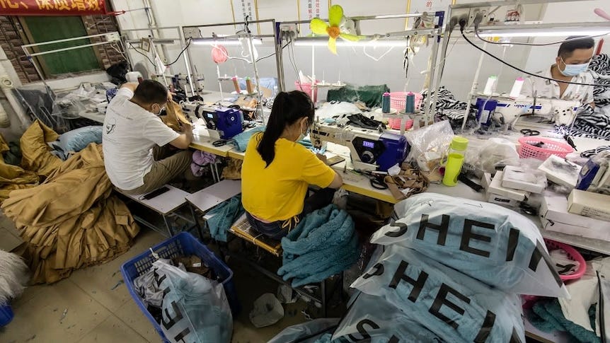 Public Eye investigators captured Shein workers sewing late into the night at a factory in Guangzhou, China.