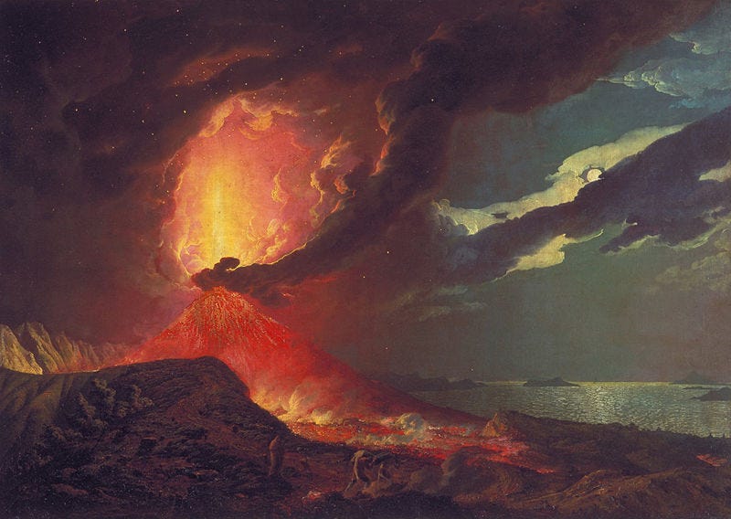 Archivo:Joseph Wright of Derby - Vesuvius in Eruption, with a View over the Islands in the Bay of Naples - Google Art Project.jpg