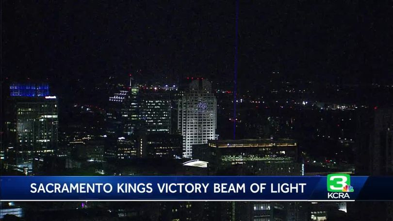 Purple light in the sky is Sacramento Kings' new victory beam