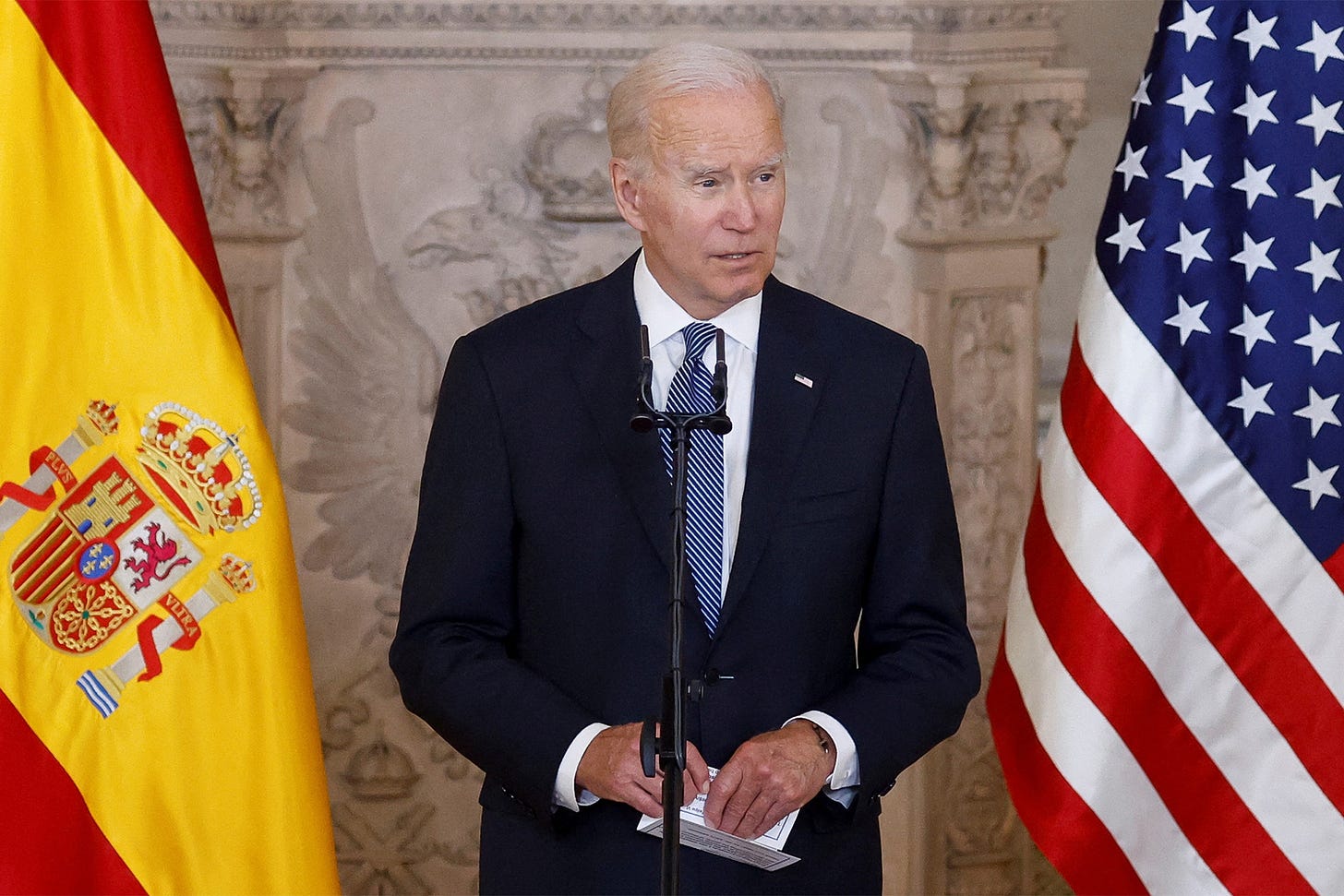 Biden jokes he may not return from Spain as approval ratings dip