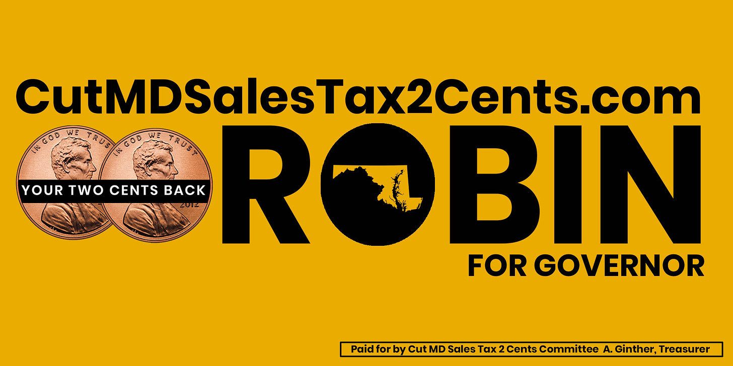 Cut Maryland Sales Tax 2 Cents